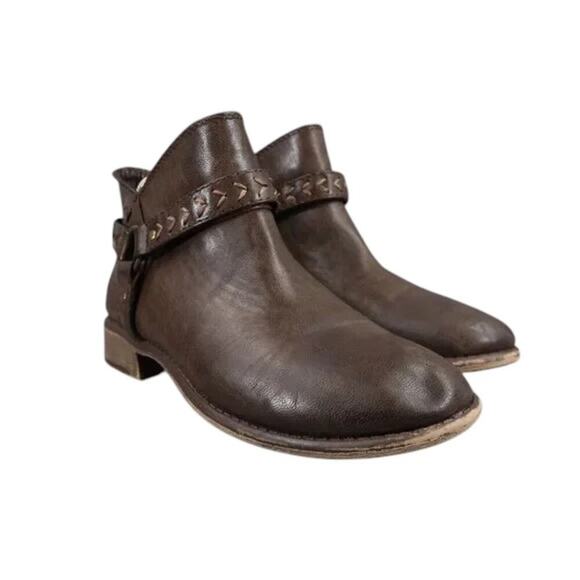 Roxy Shoes Womens 7 Booties Western Harness Fashion Brown Zip Casual Ankle Boot - Picture 1 of 14